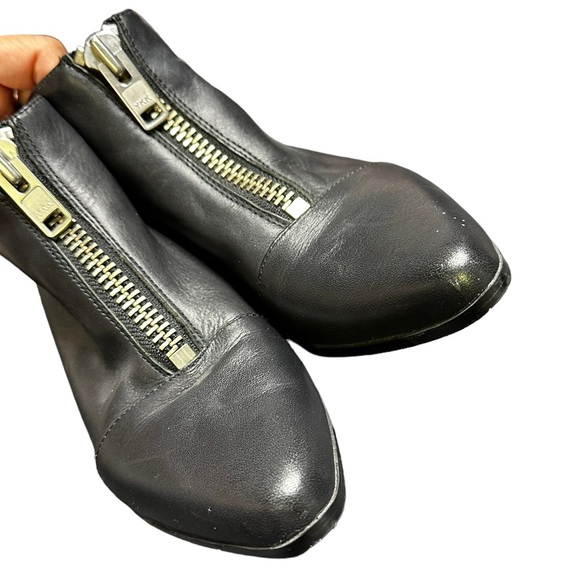 GREY CITY Black Leather Zip Booties YKK Zipper Size 6.5 - Picture 6 of 9